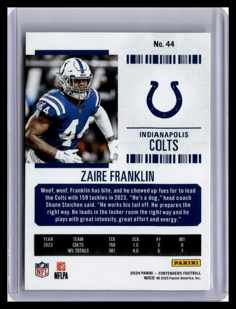 2024 Panini Contenders #44 Zaire Franklin