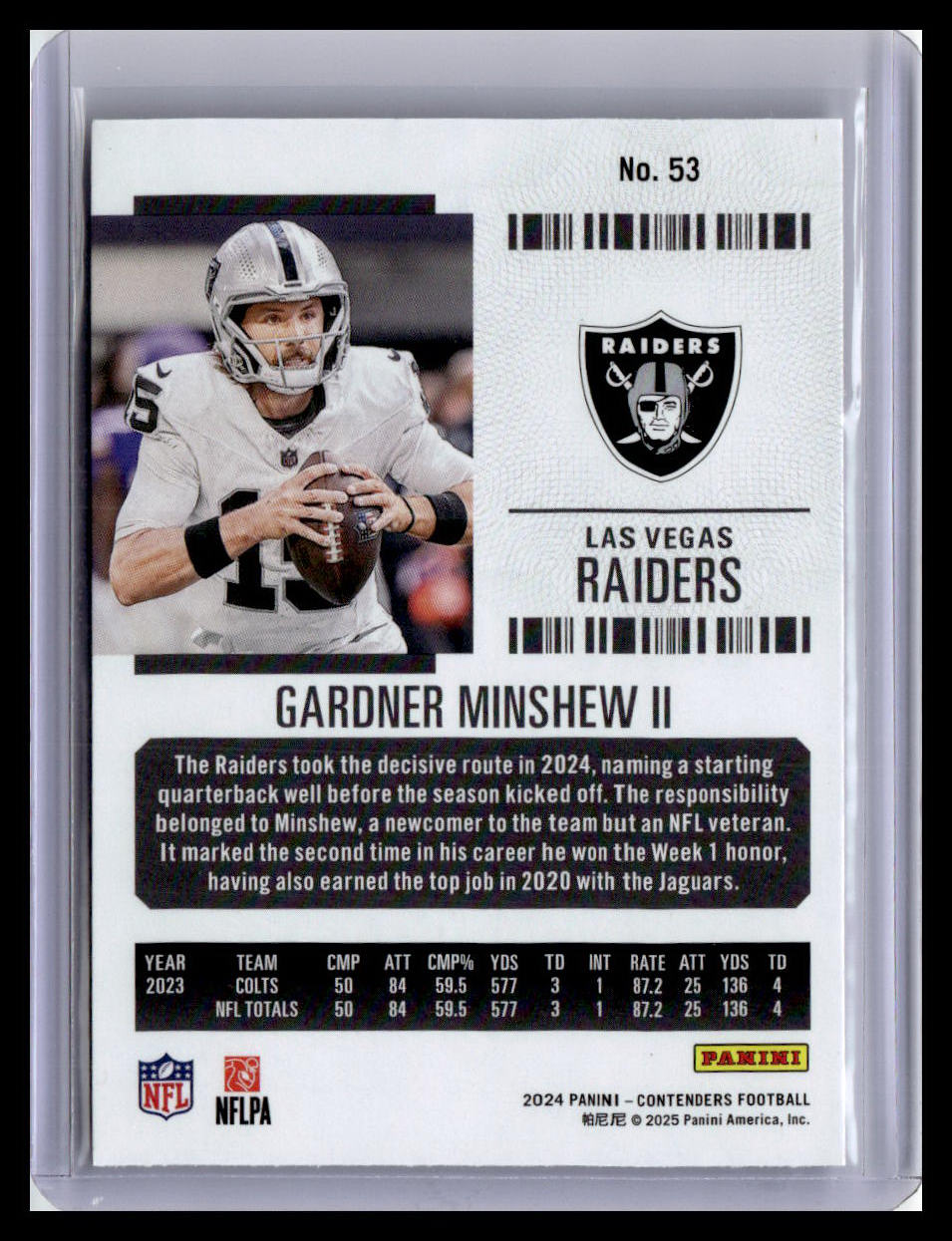 2024 Panini Contenders #53 Gardner Minshew II