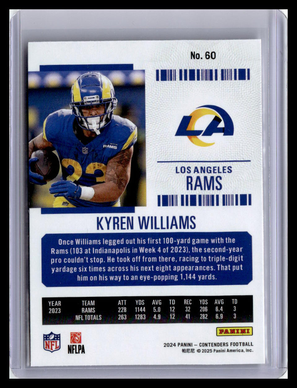 2024 Panini Contenders #60 Kyren Williams Game Ticket Red