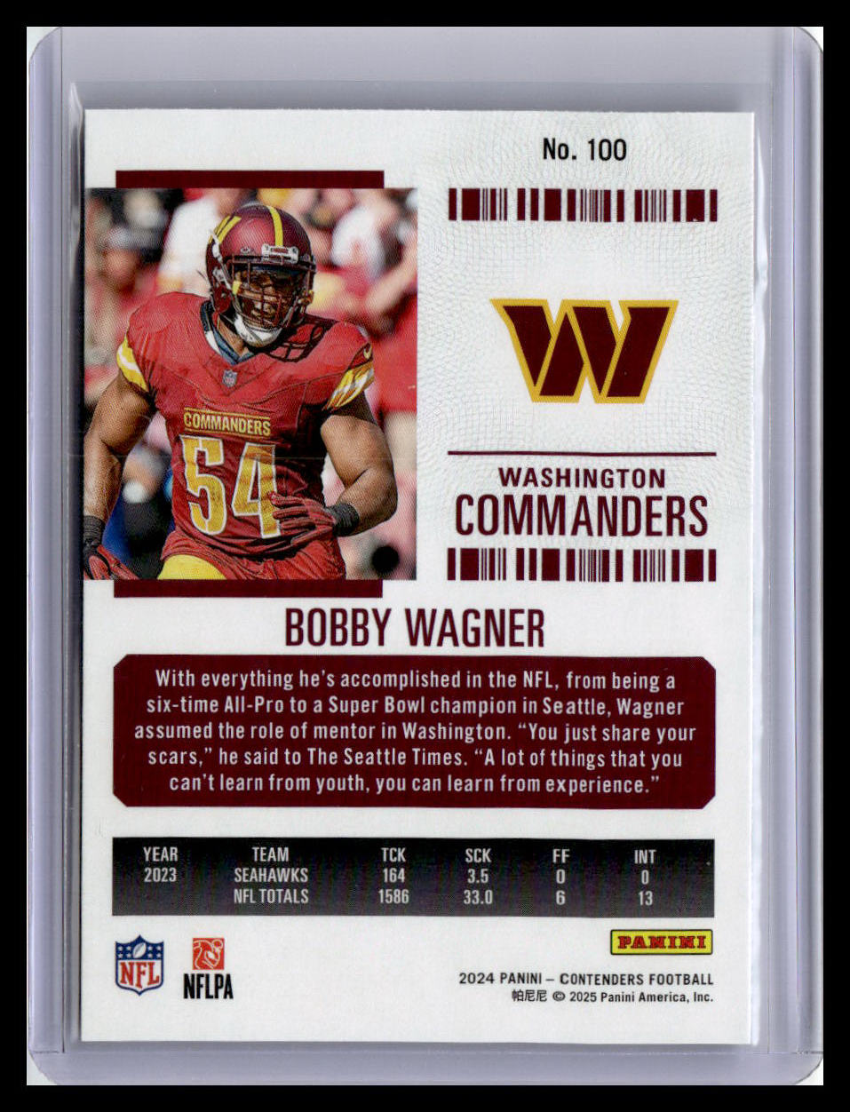2024 Panini Contenders #100 Bobby Wagner