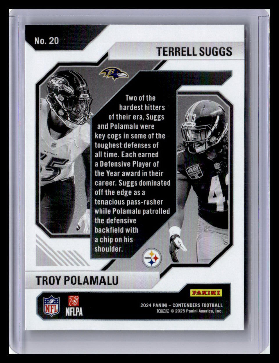 2024 Panini Contenders #20 Suggs / Polamalu Historic Draft Class Contenders