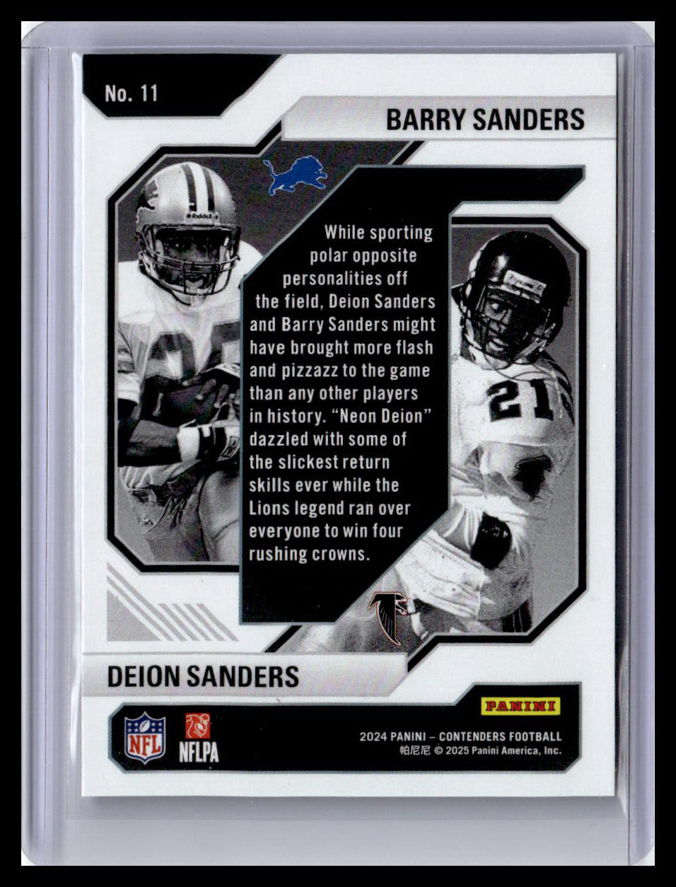 2024 Panini Contenders #11 Barry Sanders / Deion Sanders Historic Draft Class