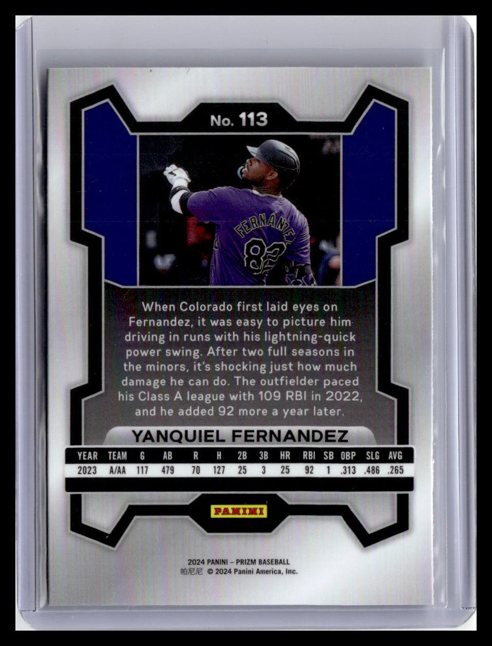 2024 Panini Prizm #113 Yanquiel Fernandez