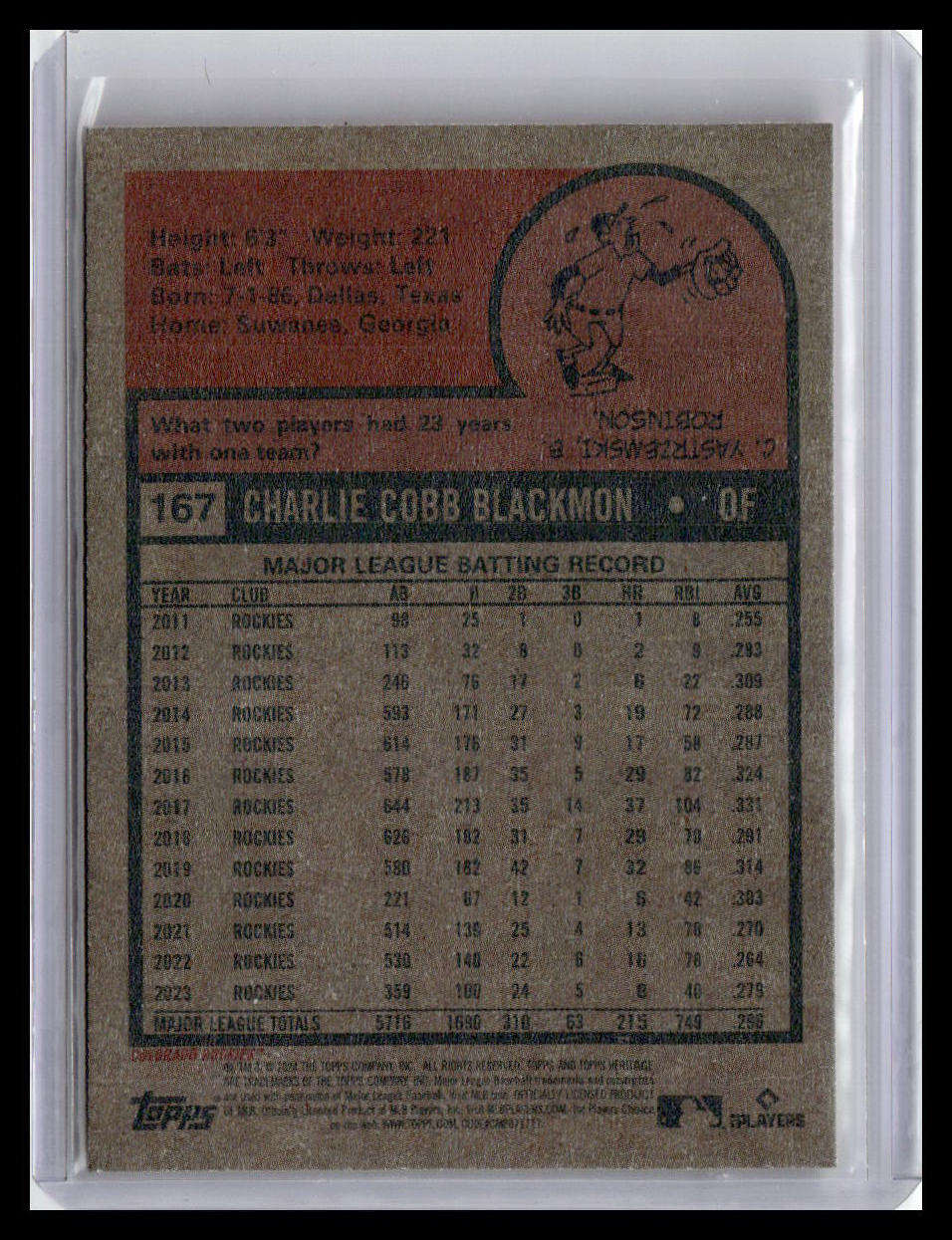 2024 Topps Heritage #167 Charlie Blackmon
