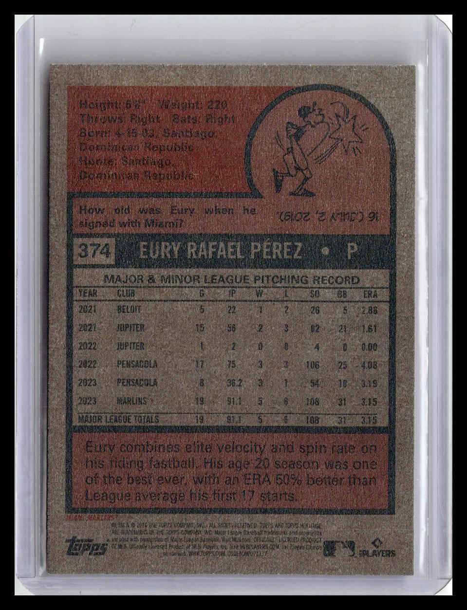 2024 Topps Heritage #374 Eury Pérez