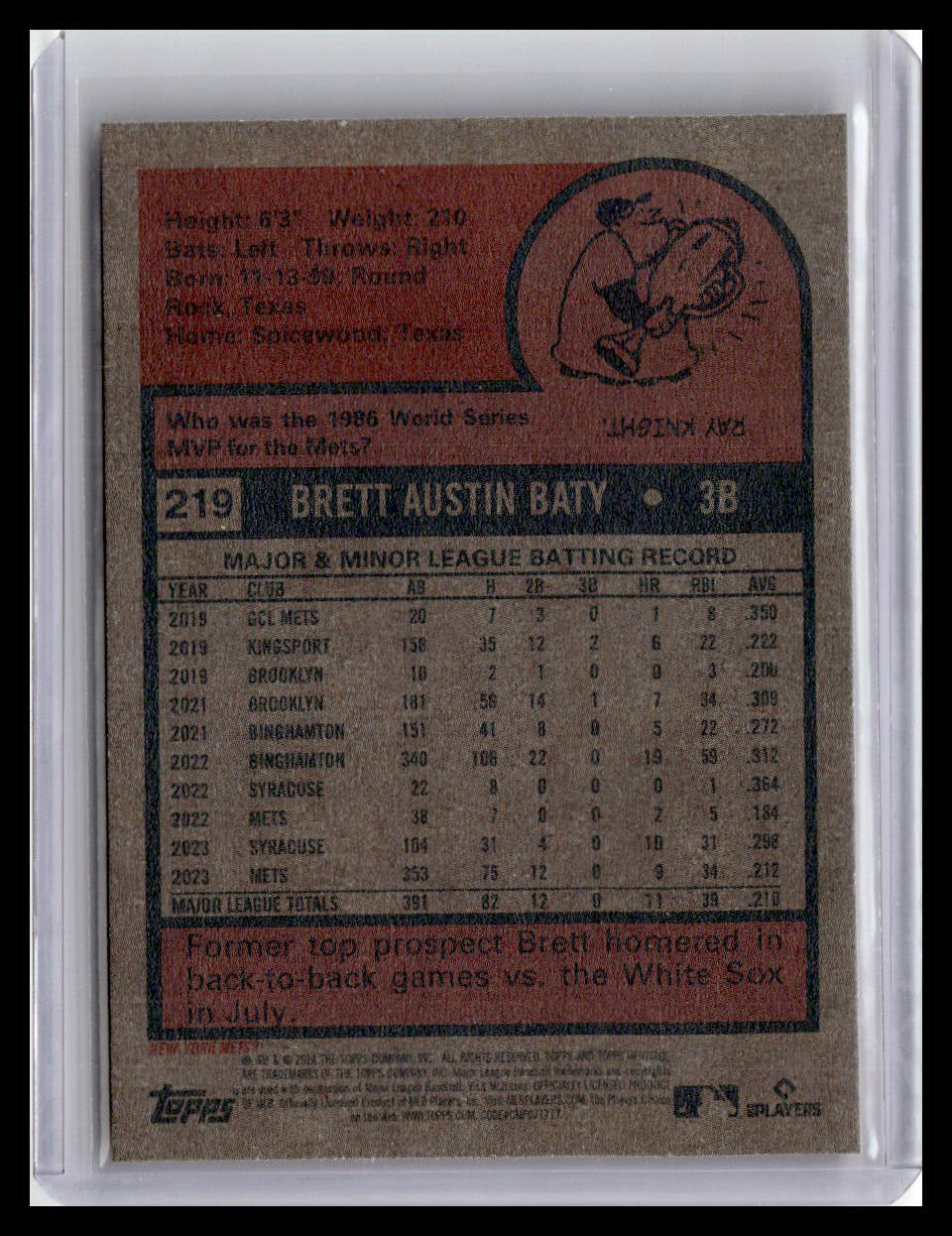 2024 Topps Heritage #219 Brett Baty