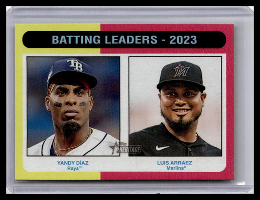 2024 Topps Heritage #306 Batting Leaders - 2023 (Yandy Díaz / Luis Arraez)