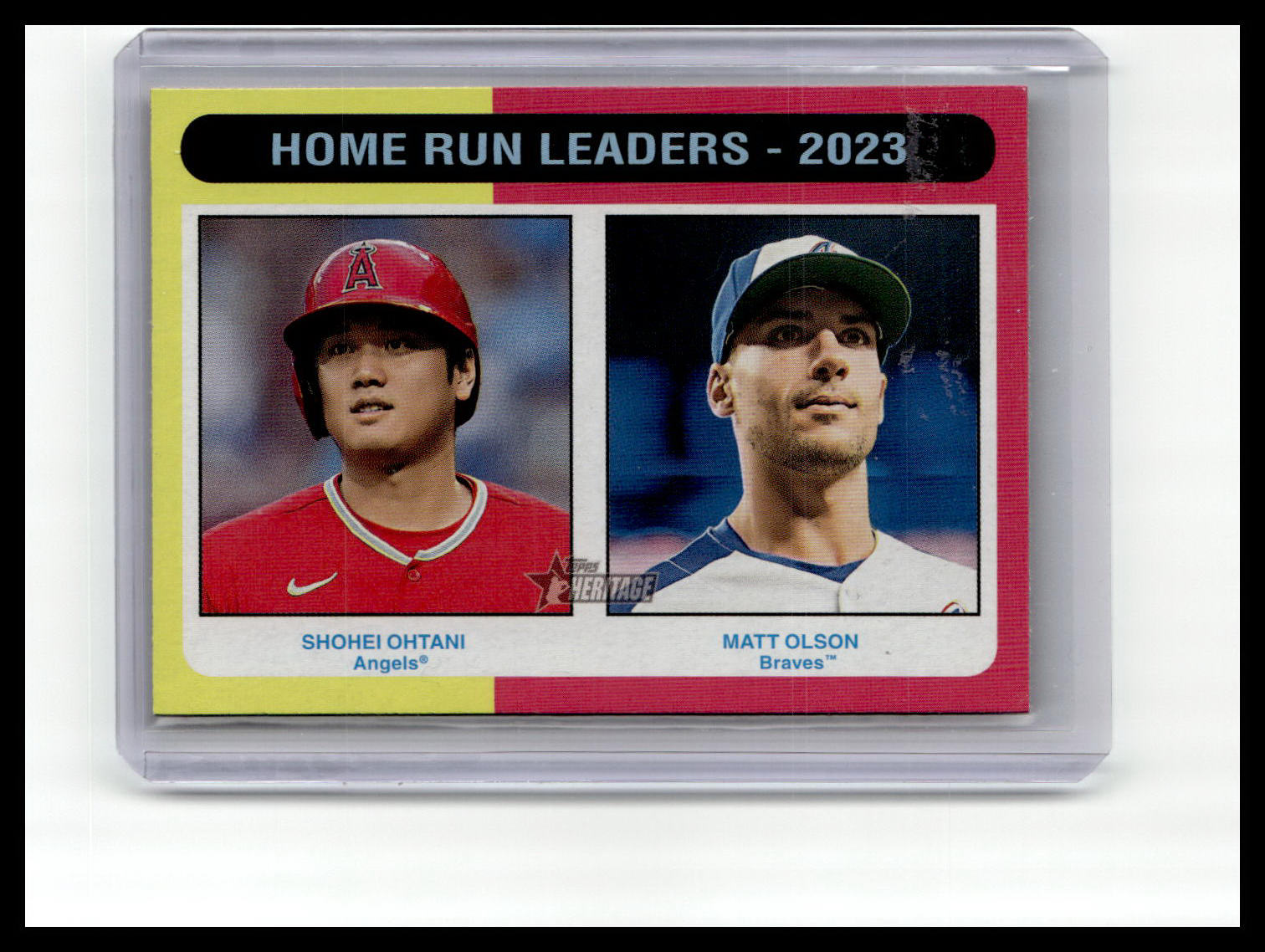 2024 Topps Heritage #307 Home Run Leaders - 2023 (Shohei Ohtani / Matt Olson)