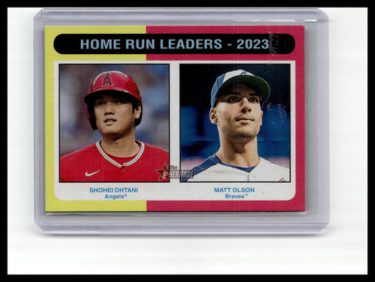 2024 Topps Heritage #307 Home Run Leaders - 2023 (Shohei Ohtani / Matt Olson)