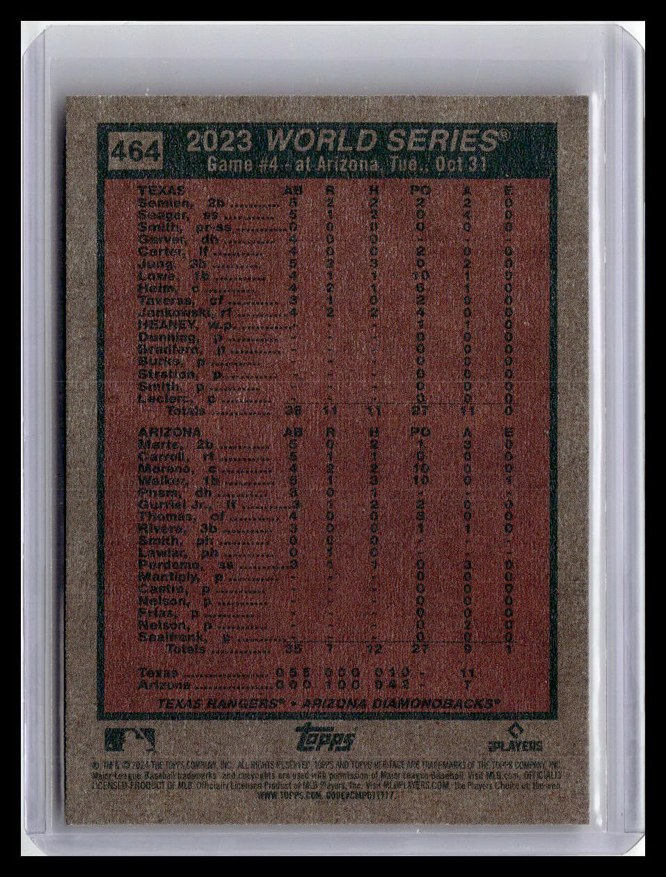 2024 Topps Heritage #464 World Series 2023: Game 4