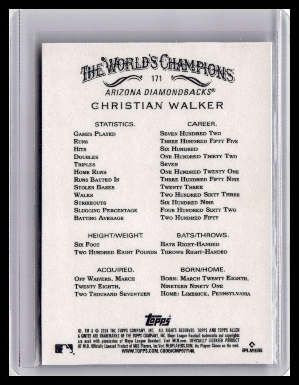 2024 Topps Allen & Ginter #171 Christian Walker