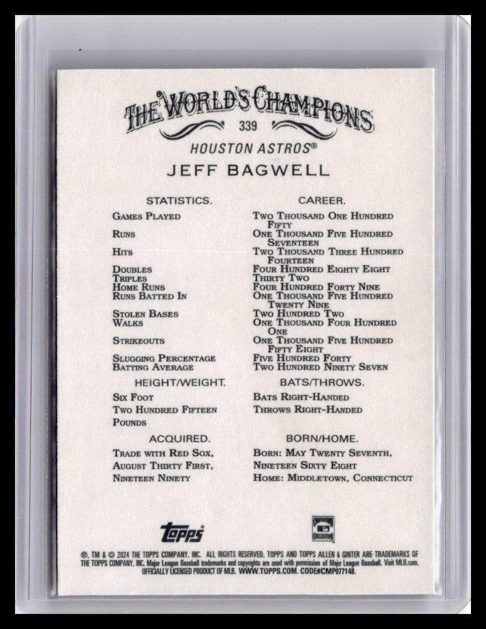 2024 Topps Allen & Ginter #339 Jeff Bagwell