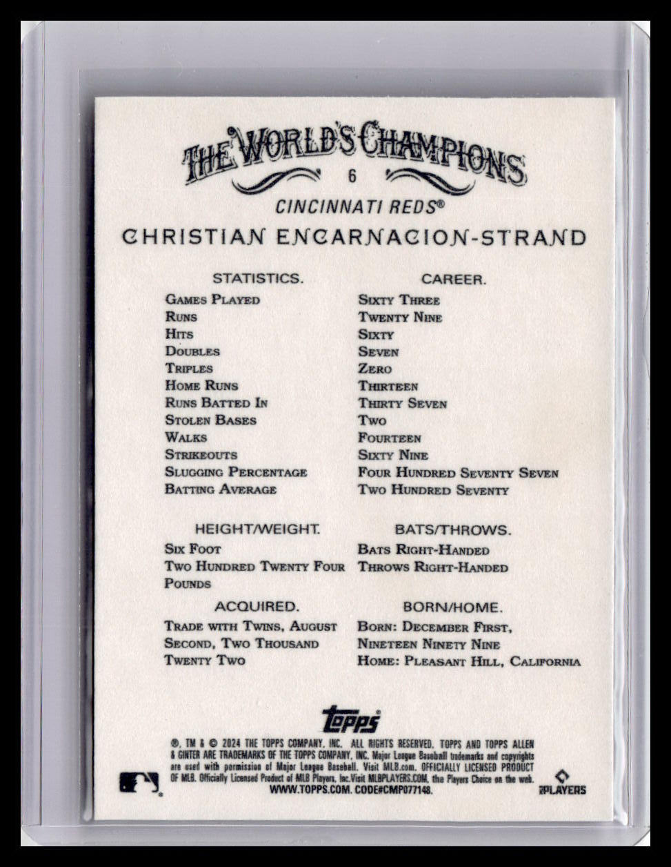 2024 Topps Allen & Ginter #6 Christian Encarnacion-Strand