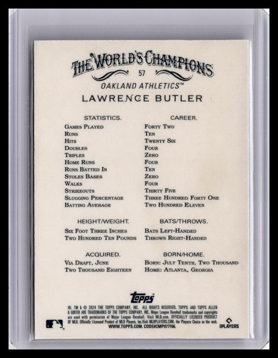 2024 Topps Allen & Ginter #57 Lawrence Butler Chrome