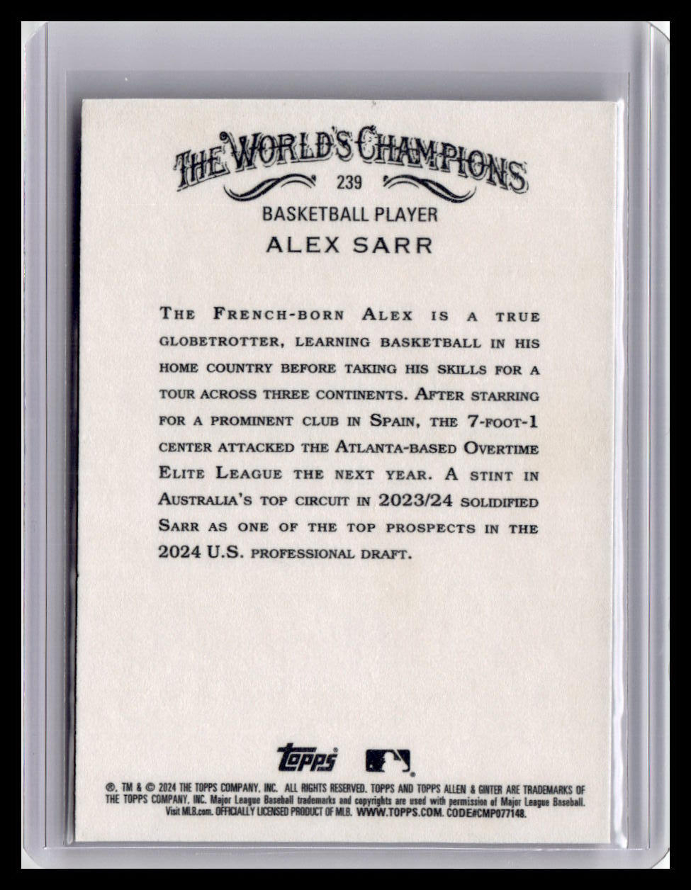 2024 Topps Allen & Ginter #239 Alex Sarr