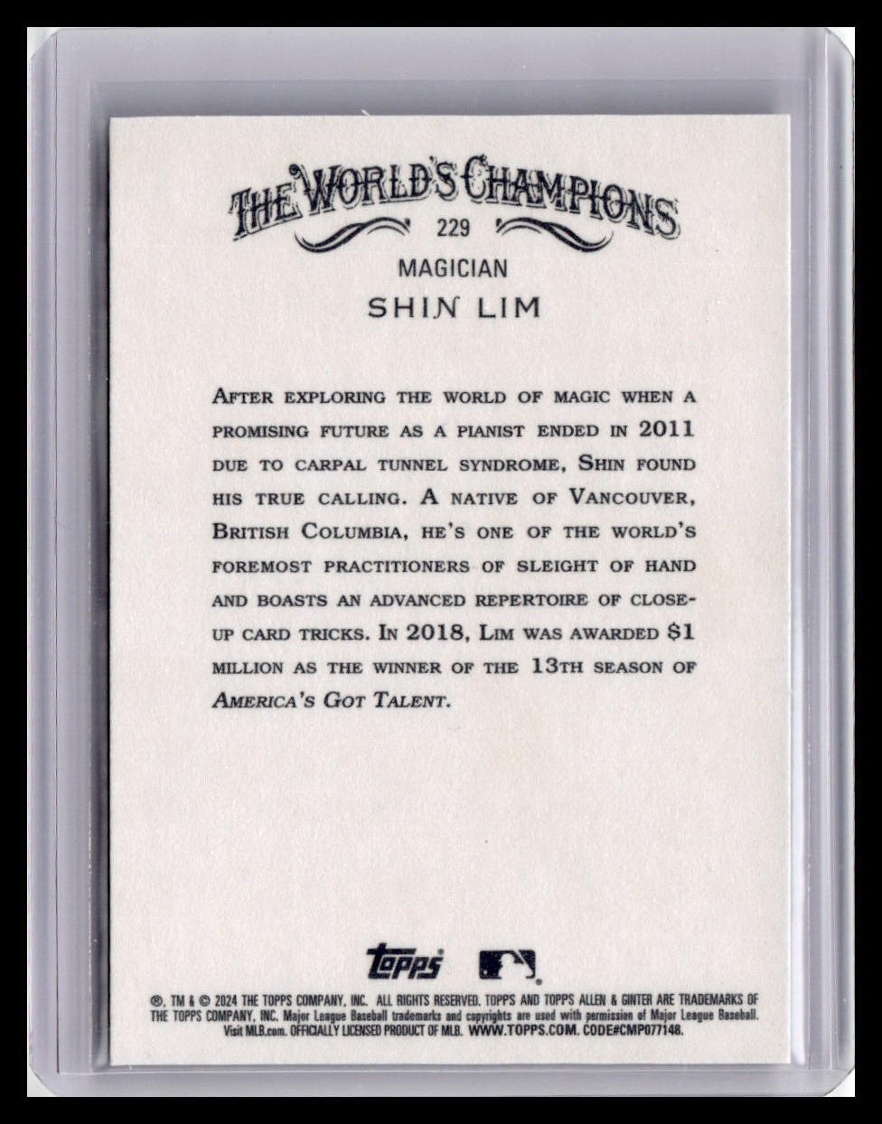 2024 Topps Allen & Ginter #229 Shin Lim