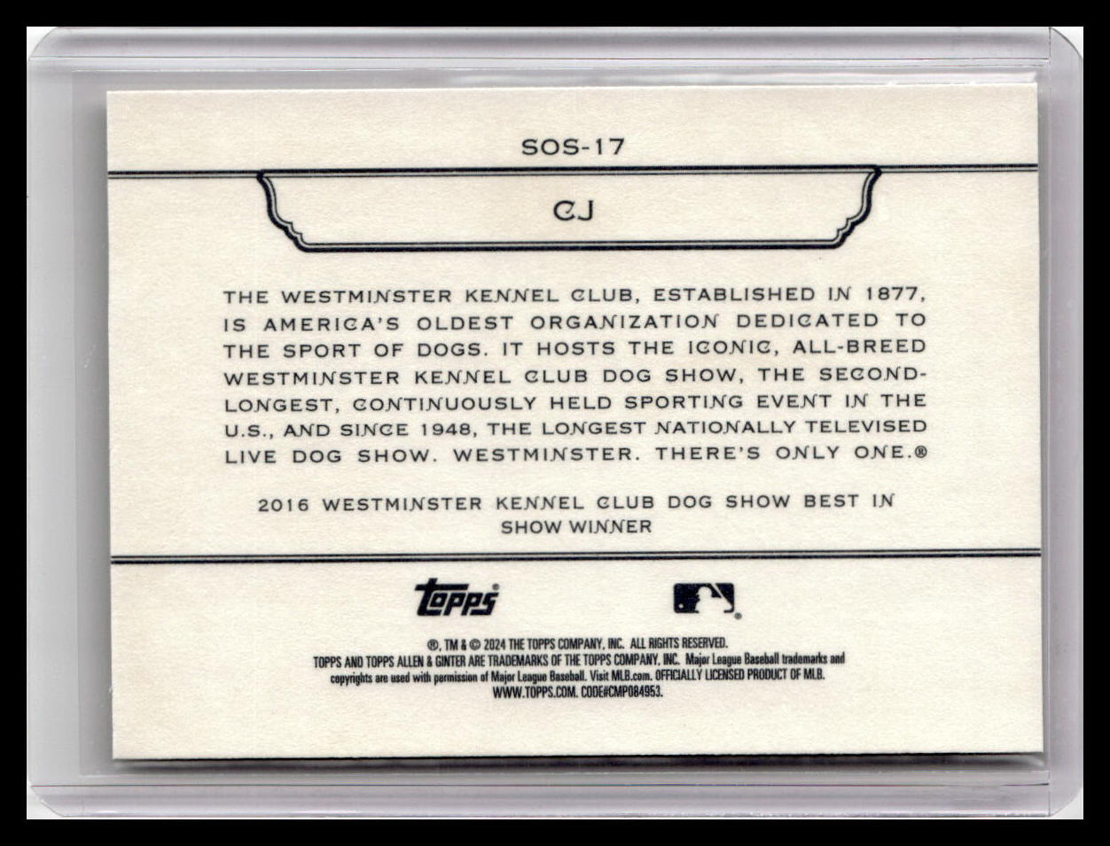 2024 Topps Allen & Ginter #SOS-17 CJ Stars of the Show The Westminster