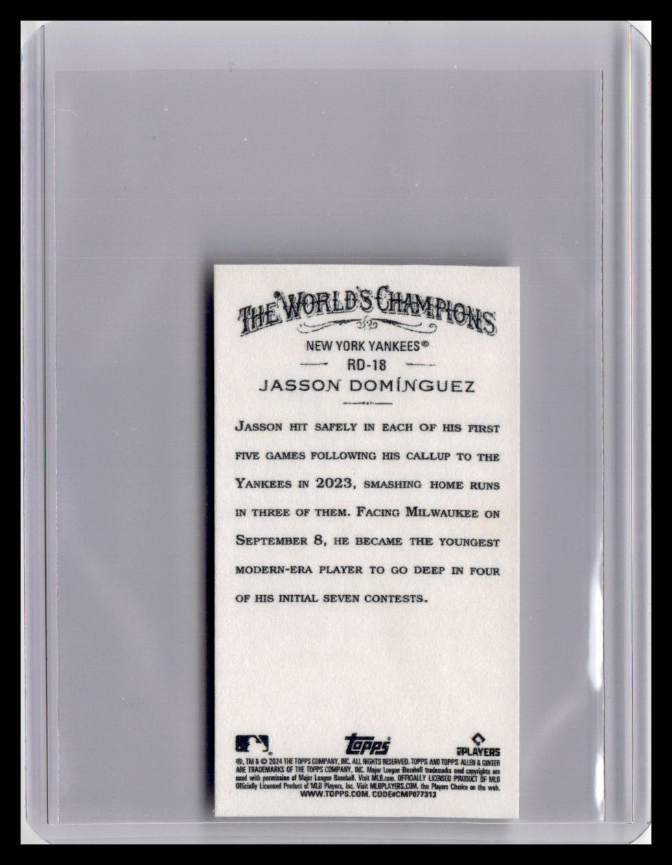 2024 Topps Allen & Ginter #RD-18 Jasson Domínguez Mini Rookie Design Variations
