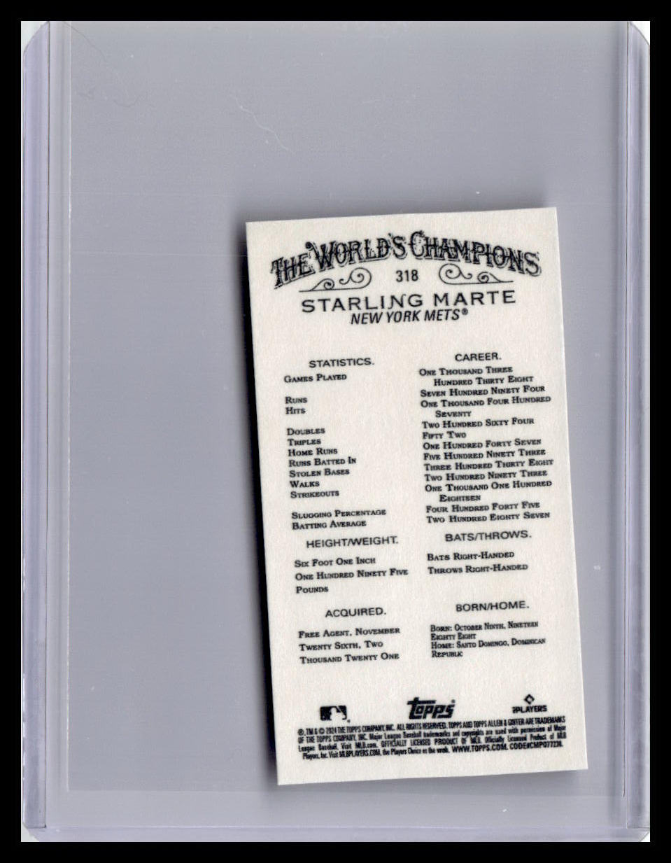 2024 Topps Allen & Ginter #318 Starling Marte Mini