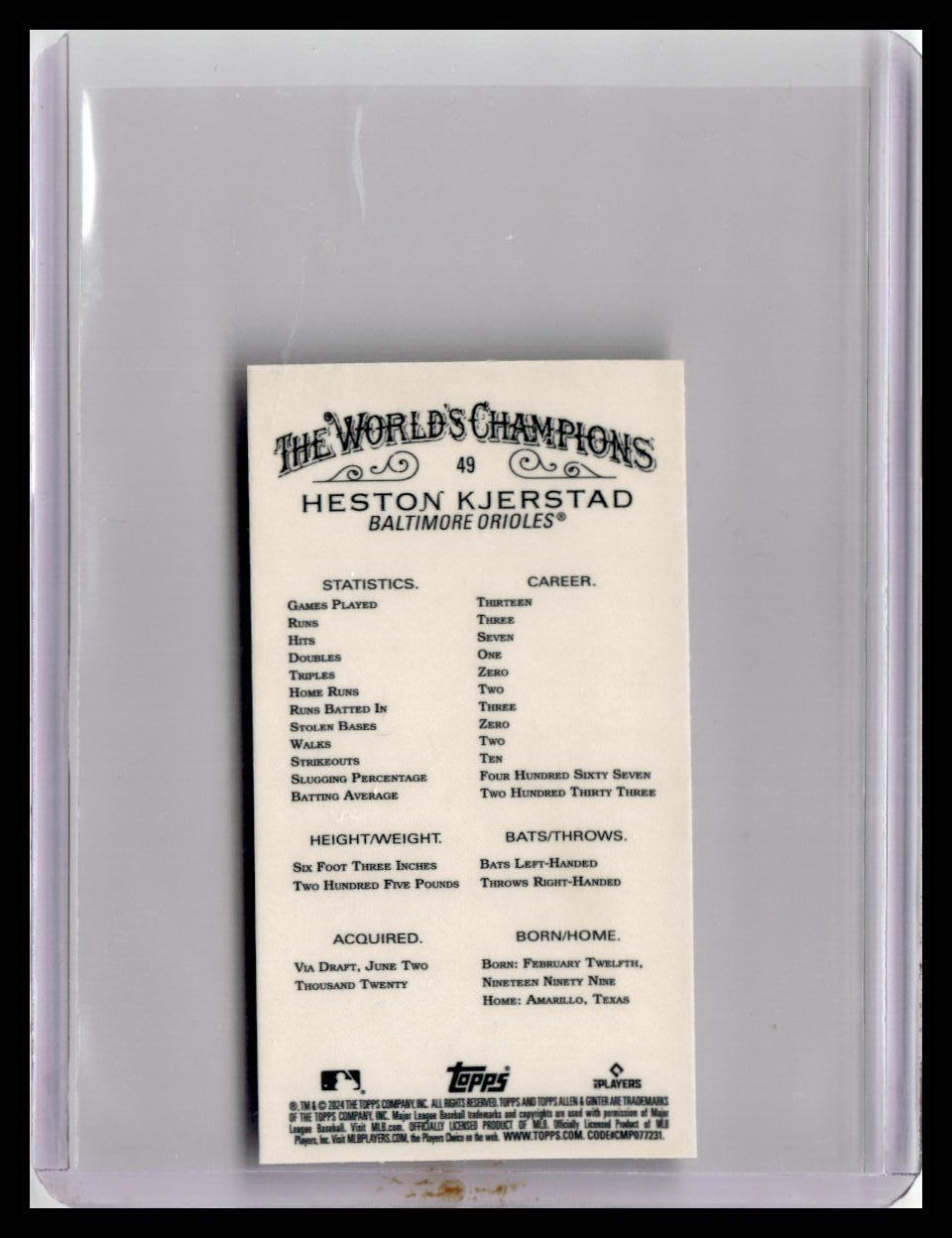 2024 Topps Allen & Ginter #49 Heston Kjerstad Mini Chrome