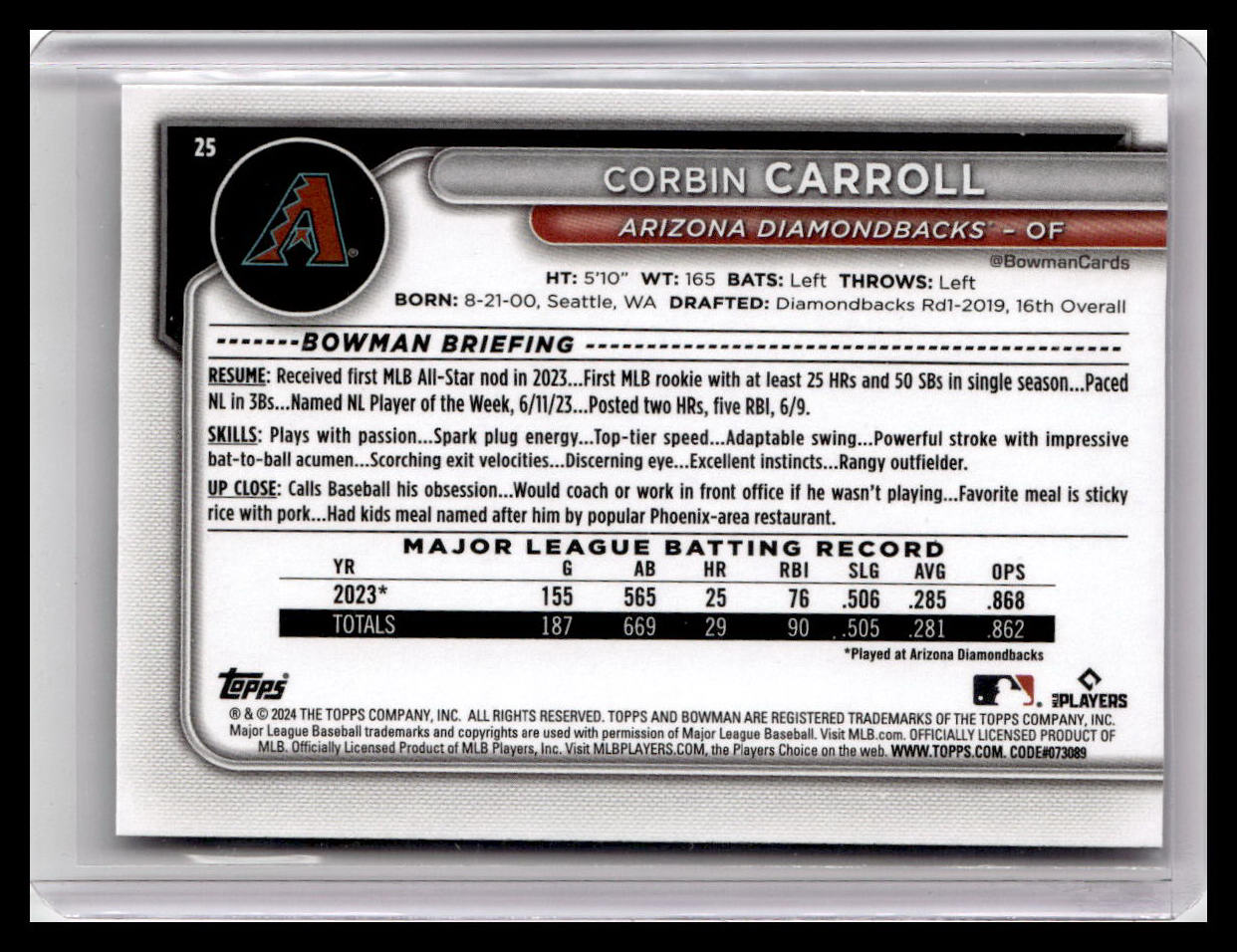2024 Bowman #25 Corbin Carroll