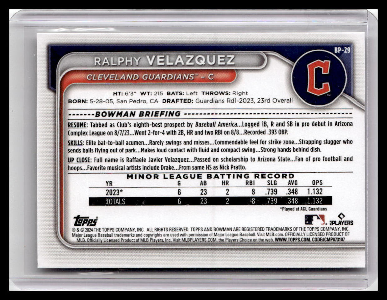 2024 Bowman #BP-29 Ralphy Velazquez Prospects