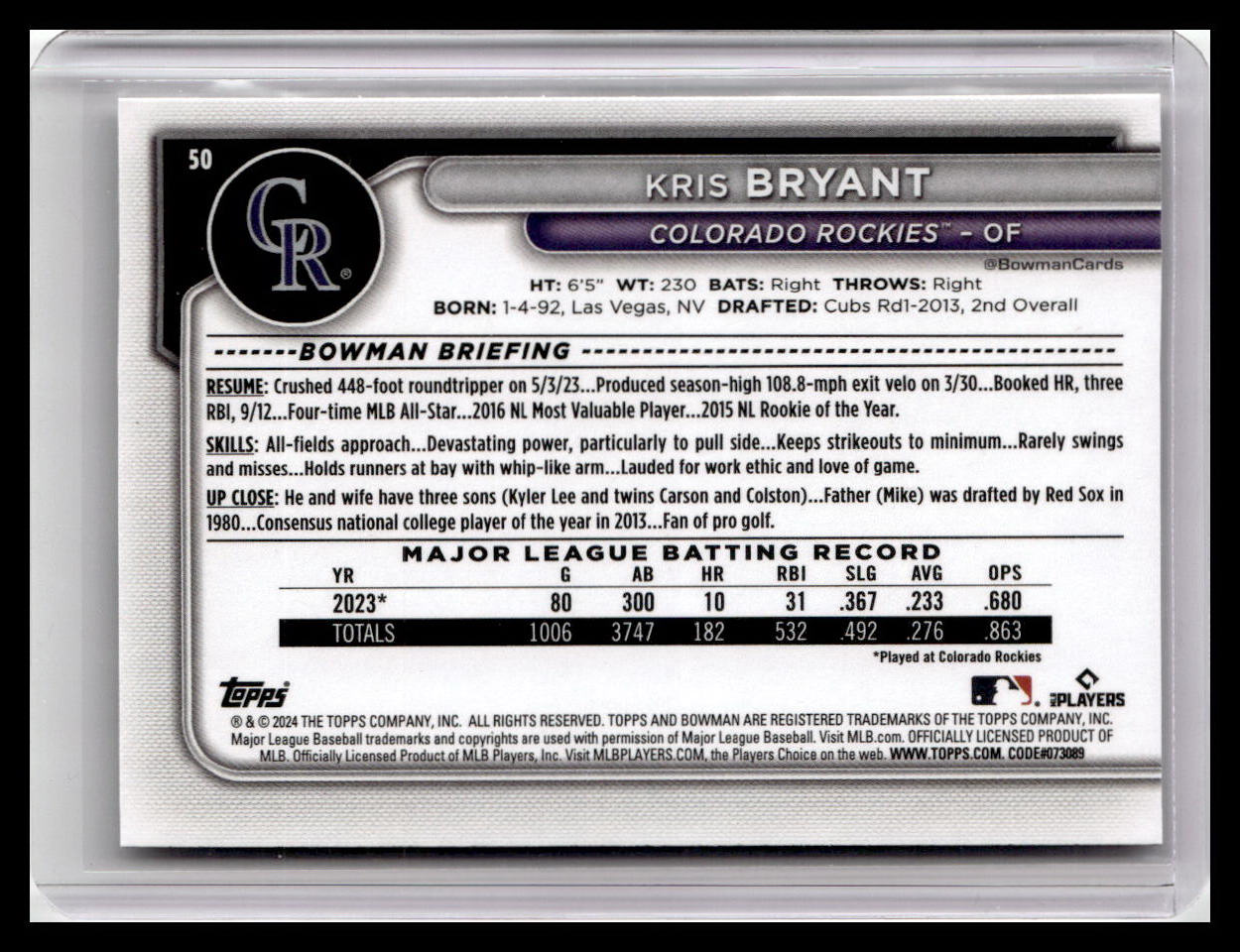 2024 Bowman #50 Kris Bryant