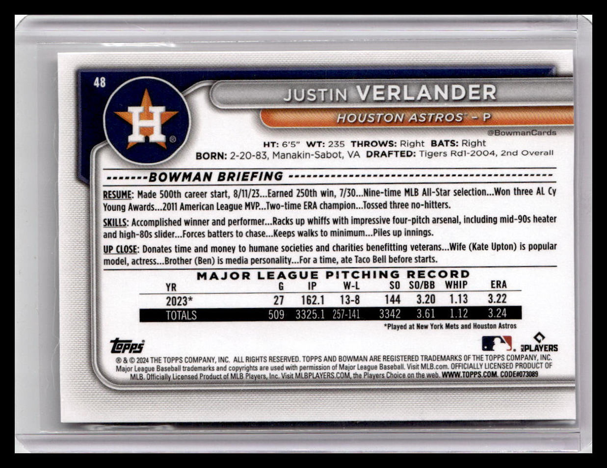 2024 Bowman #48 Justin Verlander