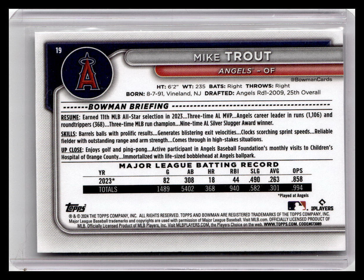 2024 Bowman #19 Mike Trout