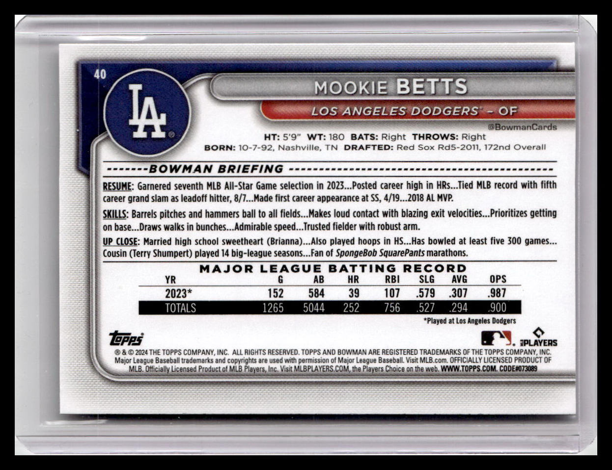 2024 Bowman #40 Mookie Betts