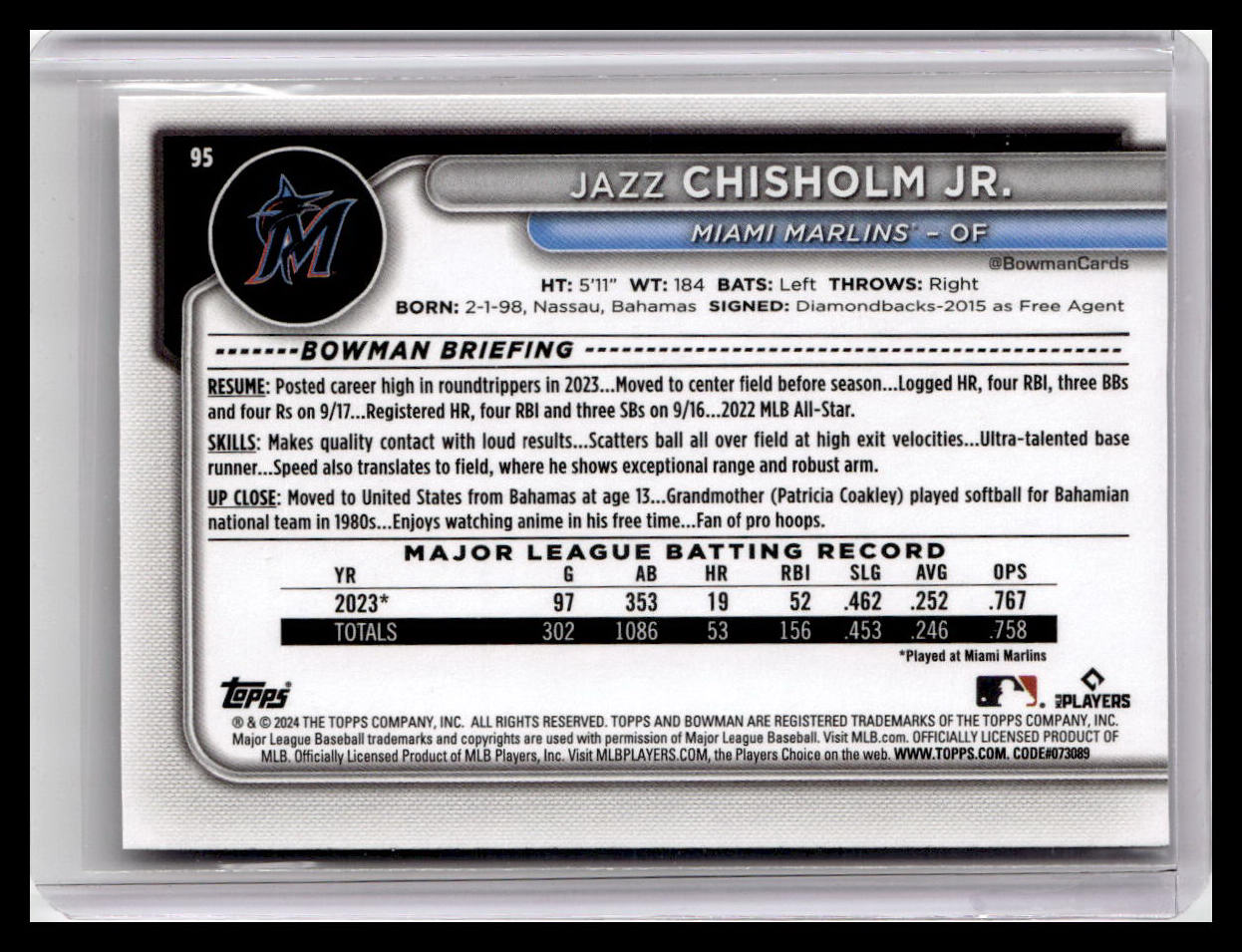 2024 Bowman #95 Jazz Chisholm Jr.