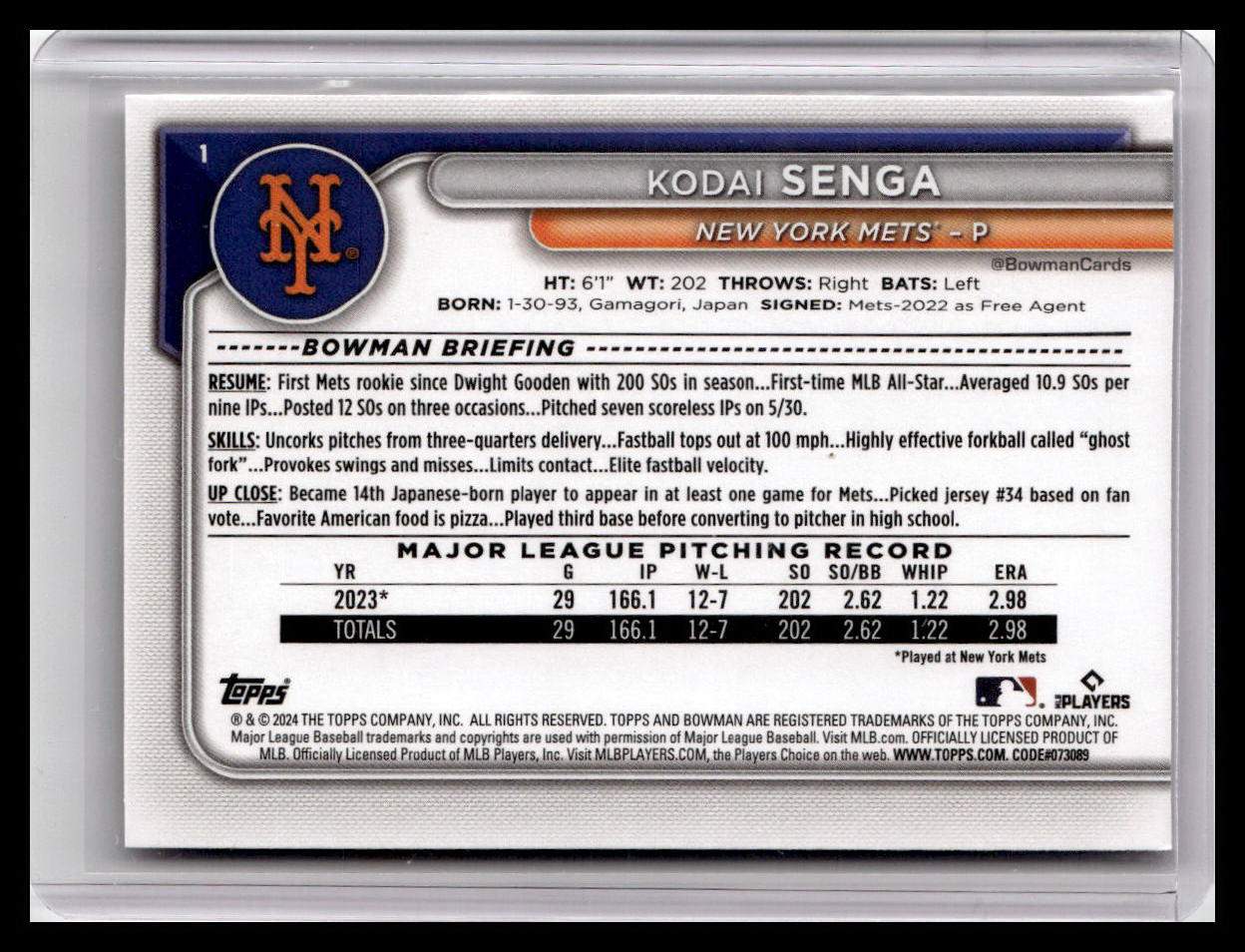 2024 Bowman #1 Kodai Senga