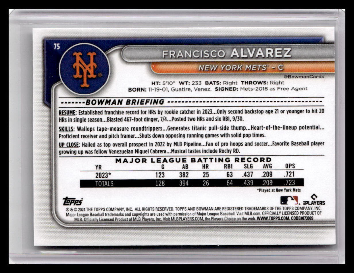 2024 Bowman #75 Francisco Alvarez