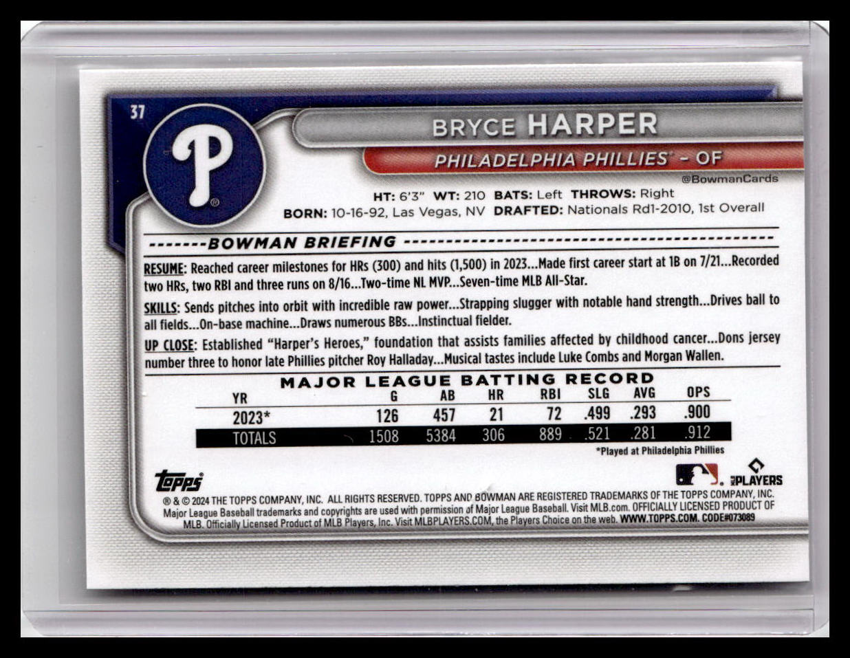2024 Bowman #37 Bryce Harper