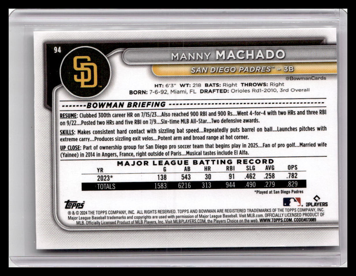 2024 Bowman #94 Manny Machado