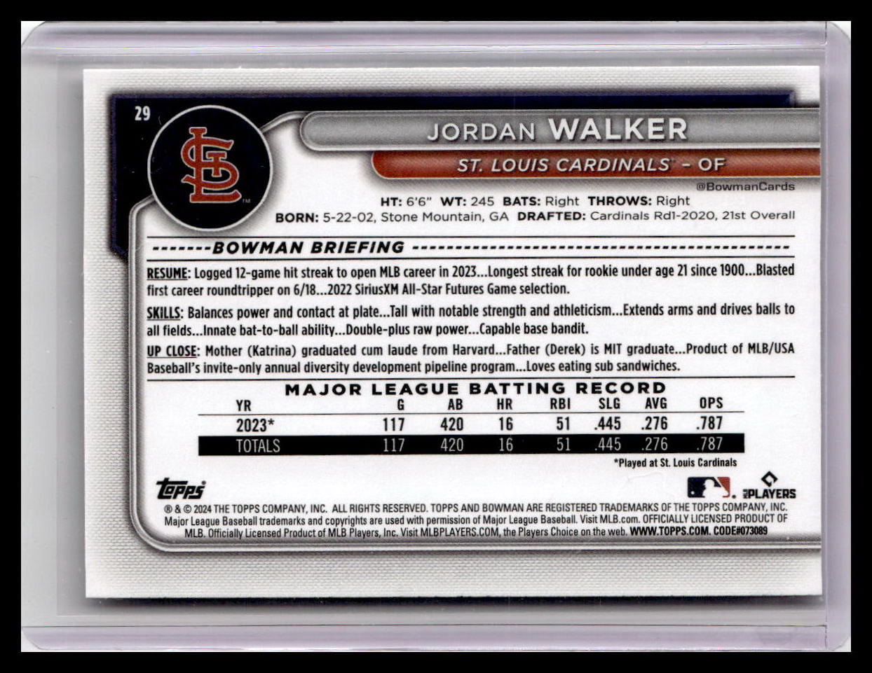 2024 Bowman #29 Jordan Walker