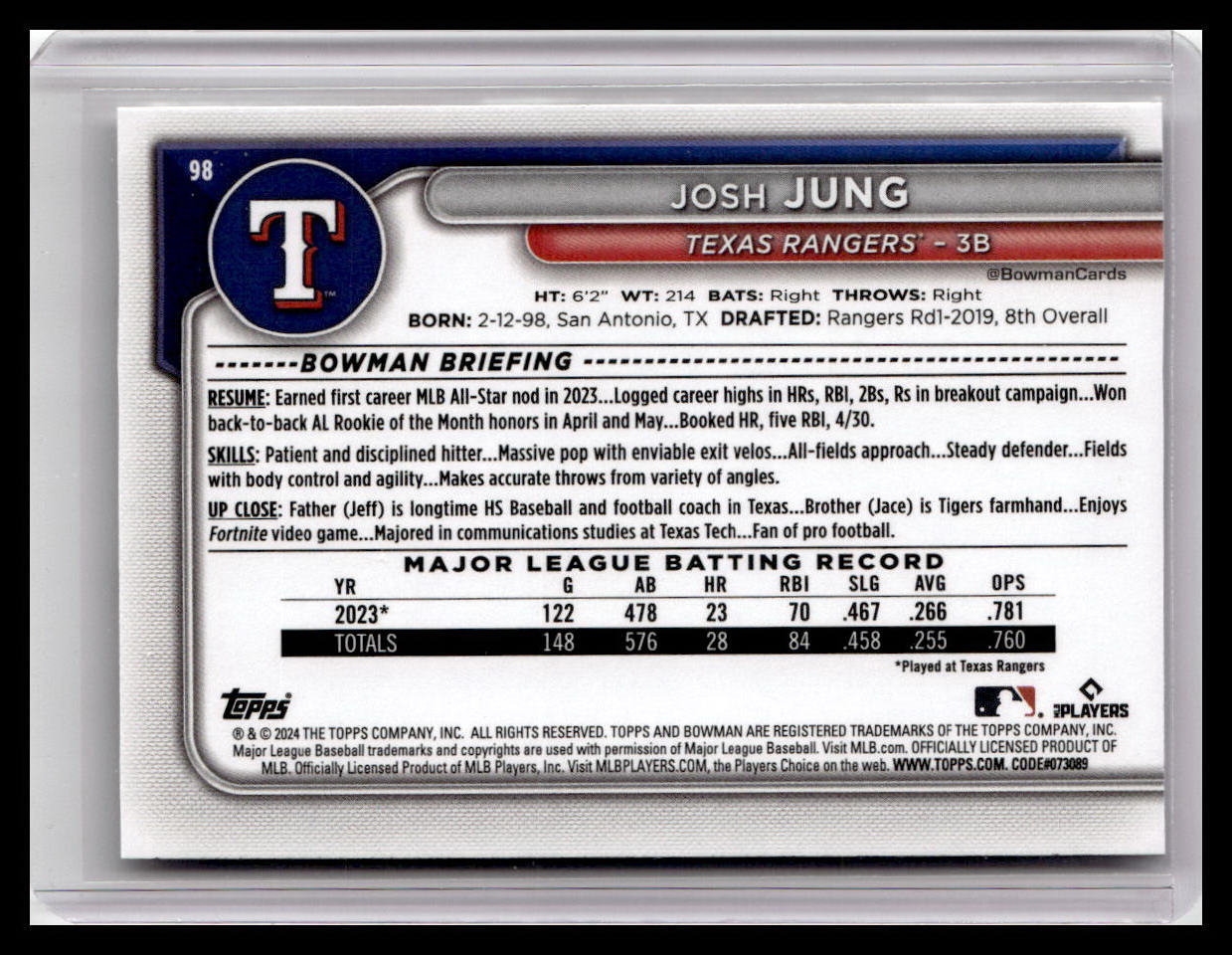 2024 Bowman #98 Josh Jung