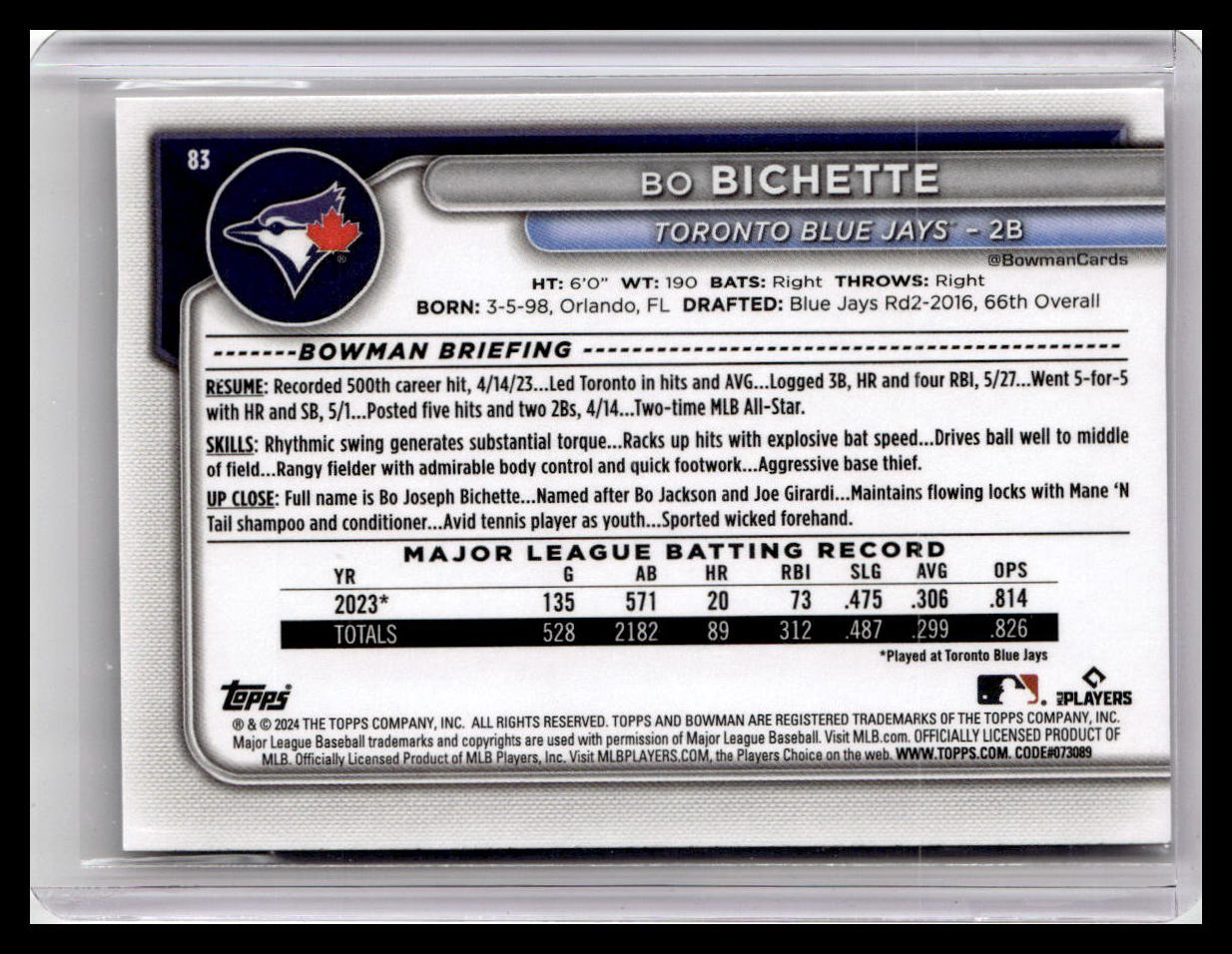 2024 Bowman #83 Bo Bichette