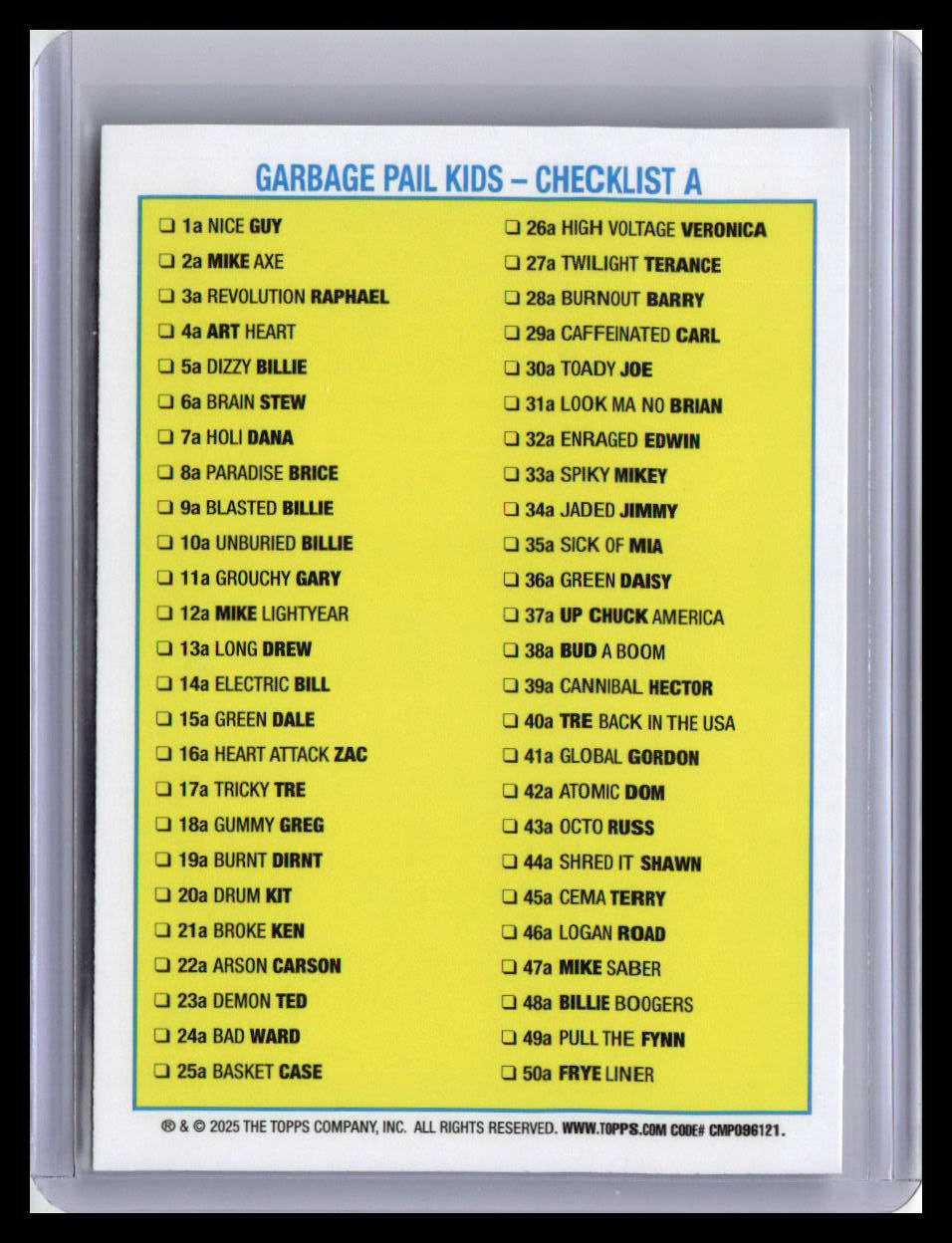 2024 Topps GPK: Battle of the Bands Green Day #BS-7a Lights Out B-Sides