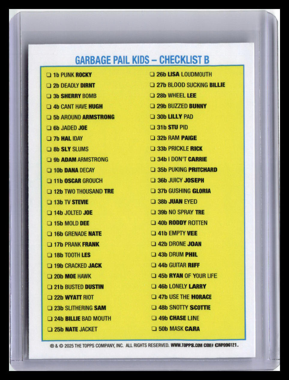 2024 Topps GPK: Battle of the Bands Green Day #BS-8b Hurl Lee B-Sides