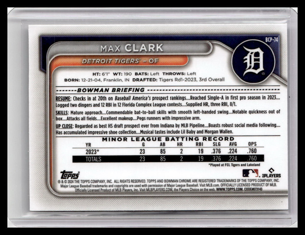 2024 Bowman #BCP-74 Max Clark Chrome Prospects
