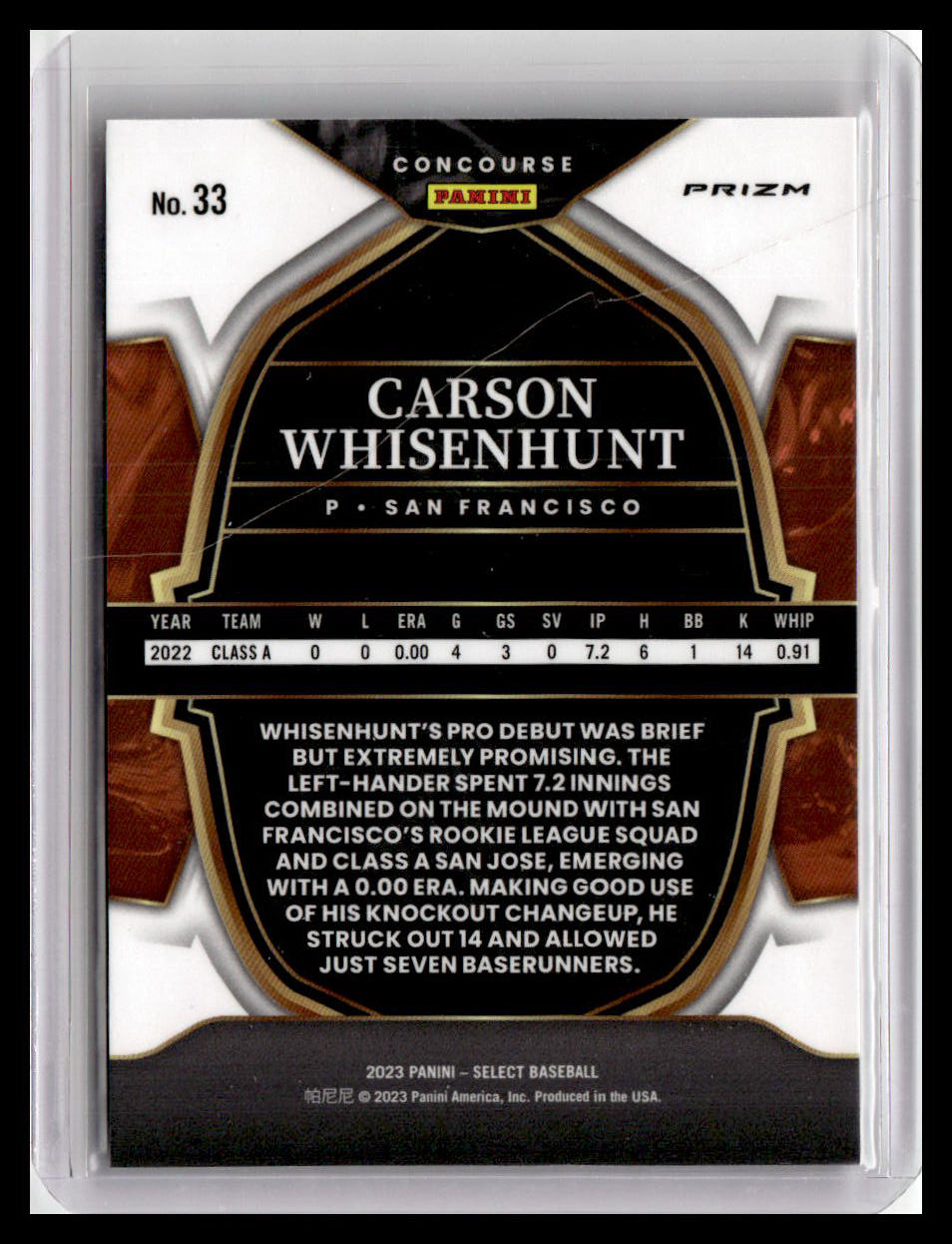 2023 Panini Select #33 Carson Whisenhunt Orange Flash Prizm