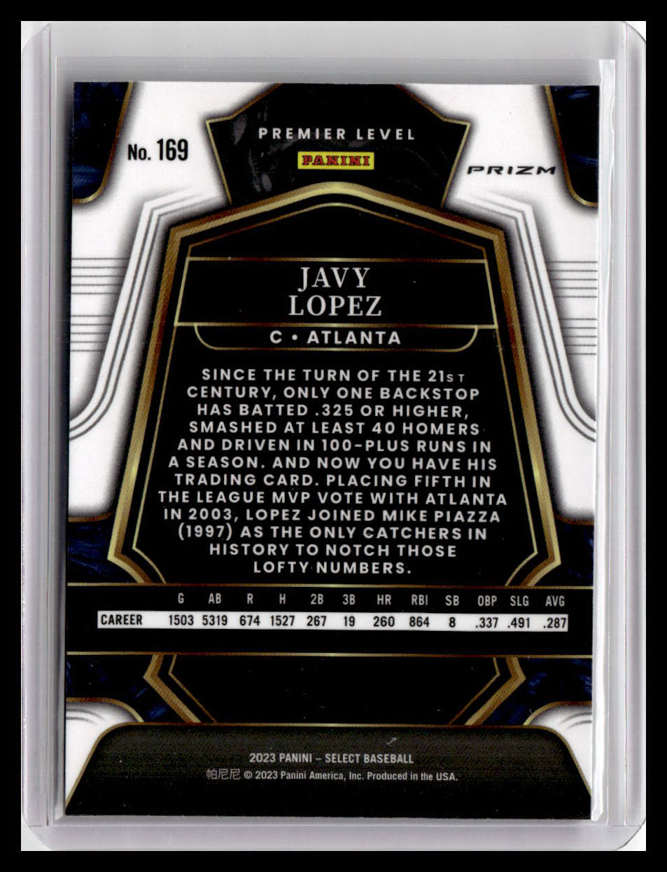 2023 Panini Select #169 Javy Lopez Silver Prizm