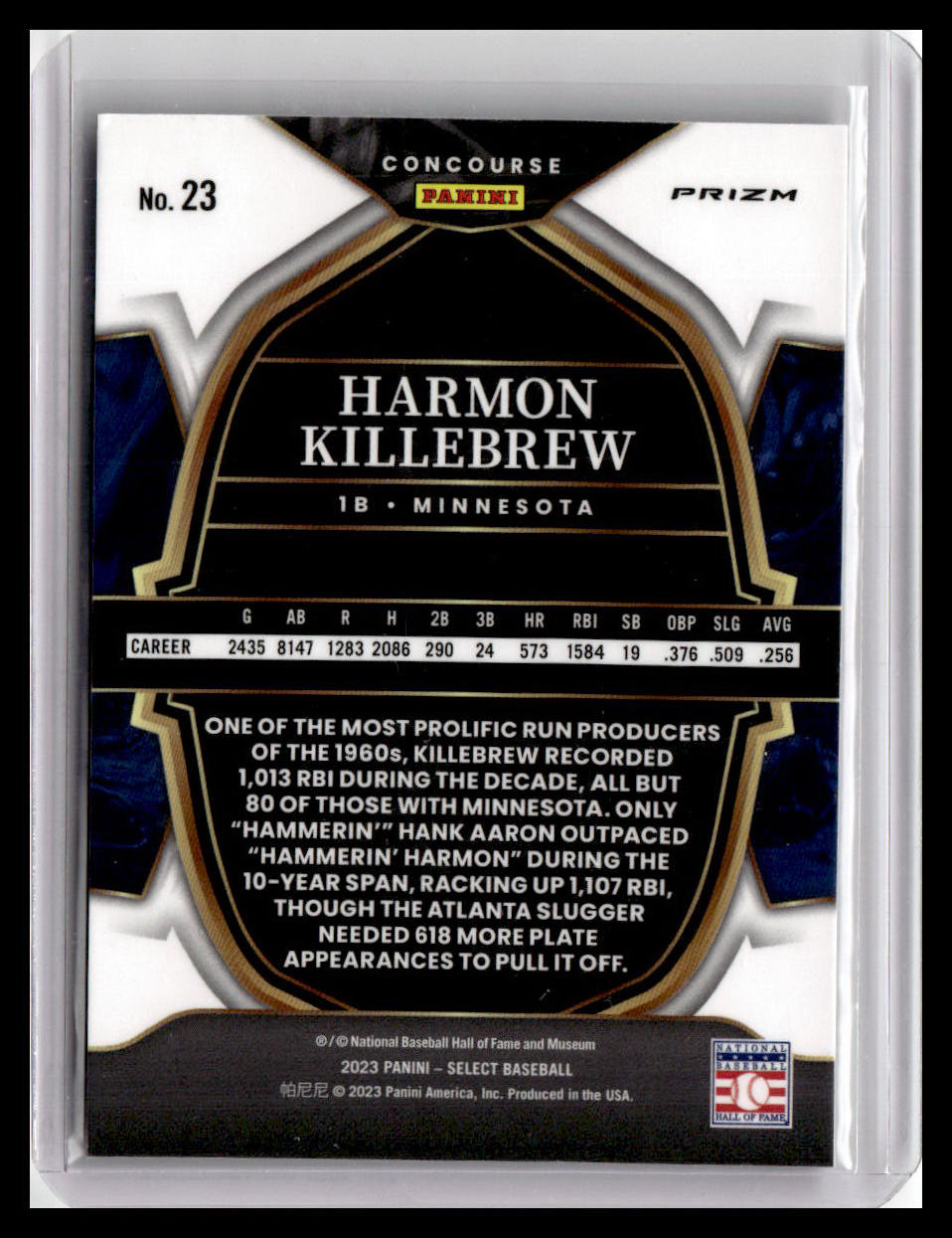 2023 Panini Select #23 Harmon Killebrew Blue Prizm