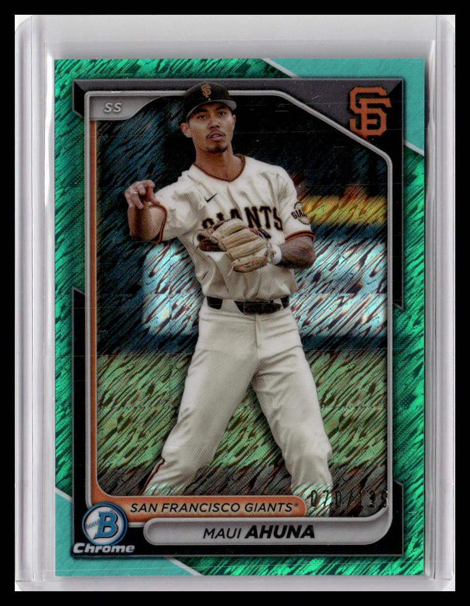 2024 Bowman #BCP-26 Maui Ahuna Chrome Prospects Aqua Shimmer Refractors #/125