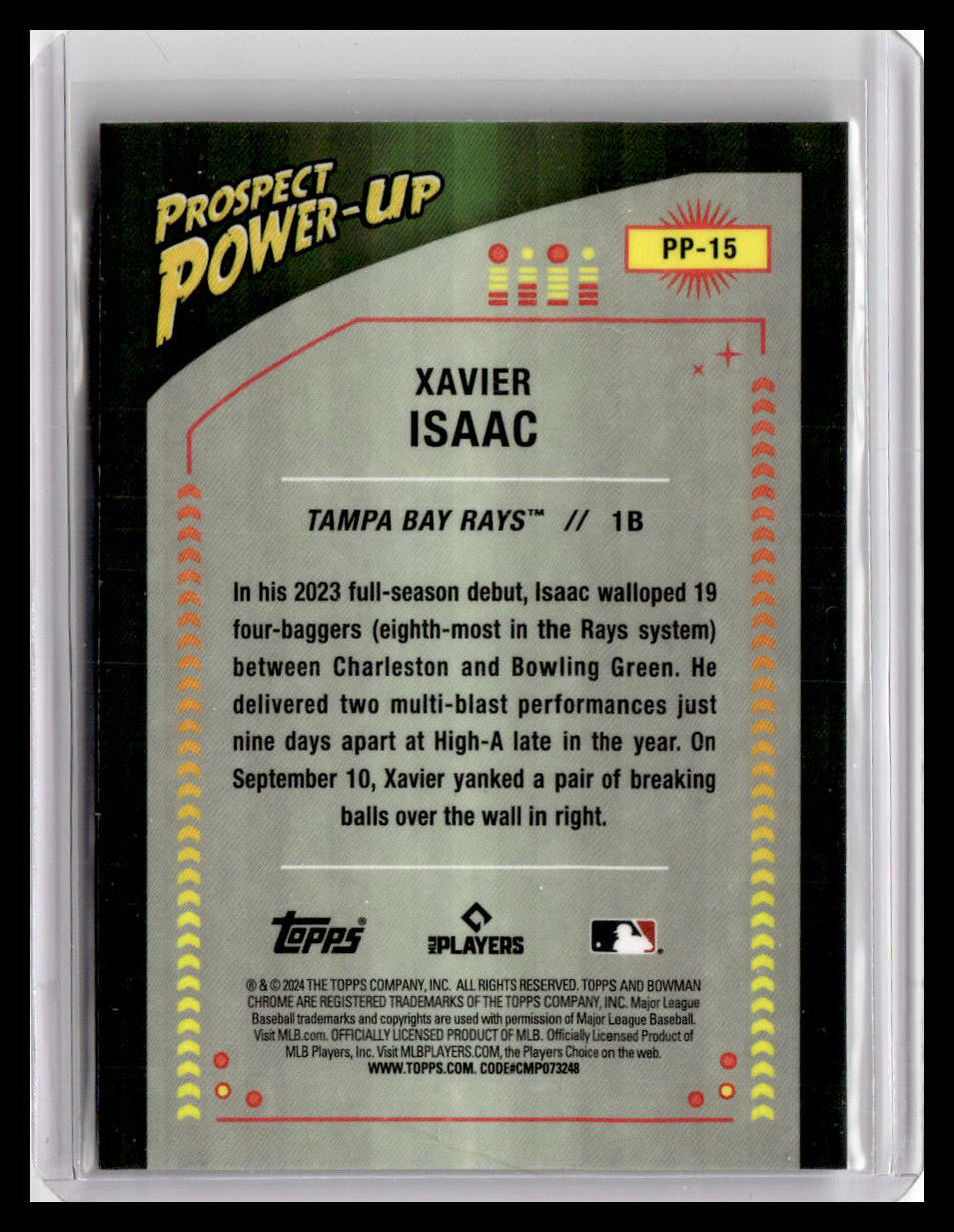 2024 Bowman #PP-15 Xavier Isaac Prospect Power-Up