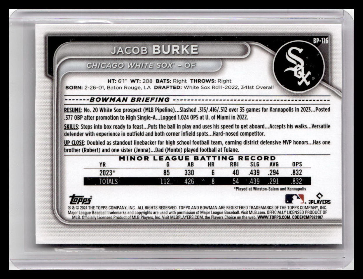 2024 Bowman #BP-116 Jacob Burke Prospects