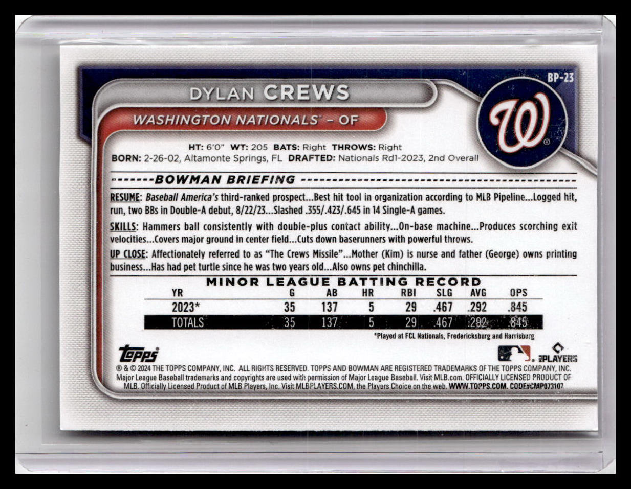 2024 Bowman #BP-23 Dylan Crews Prospects