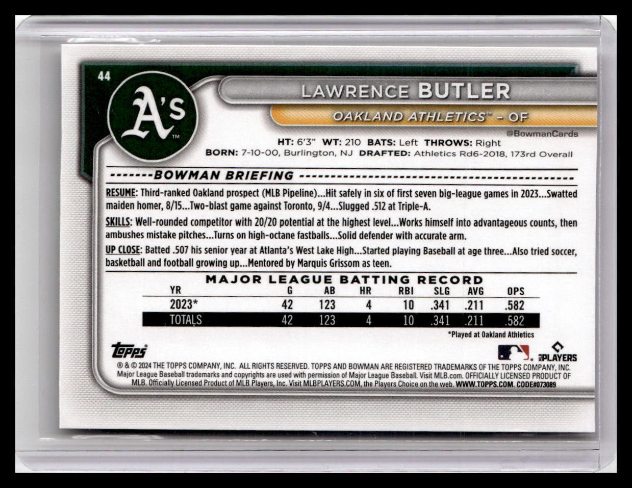 2024 Bowman #44 Lawrence Butler
