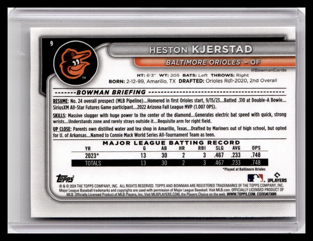 2024 Bowman #9 Heston Kjerstad
